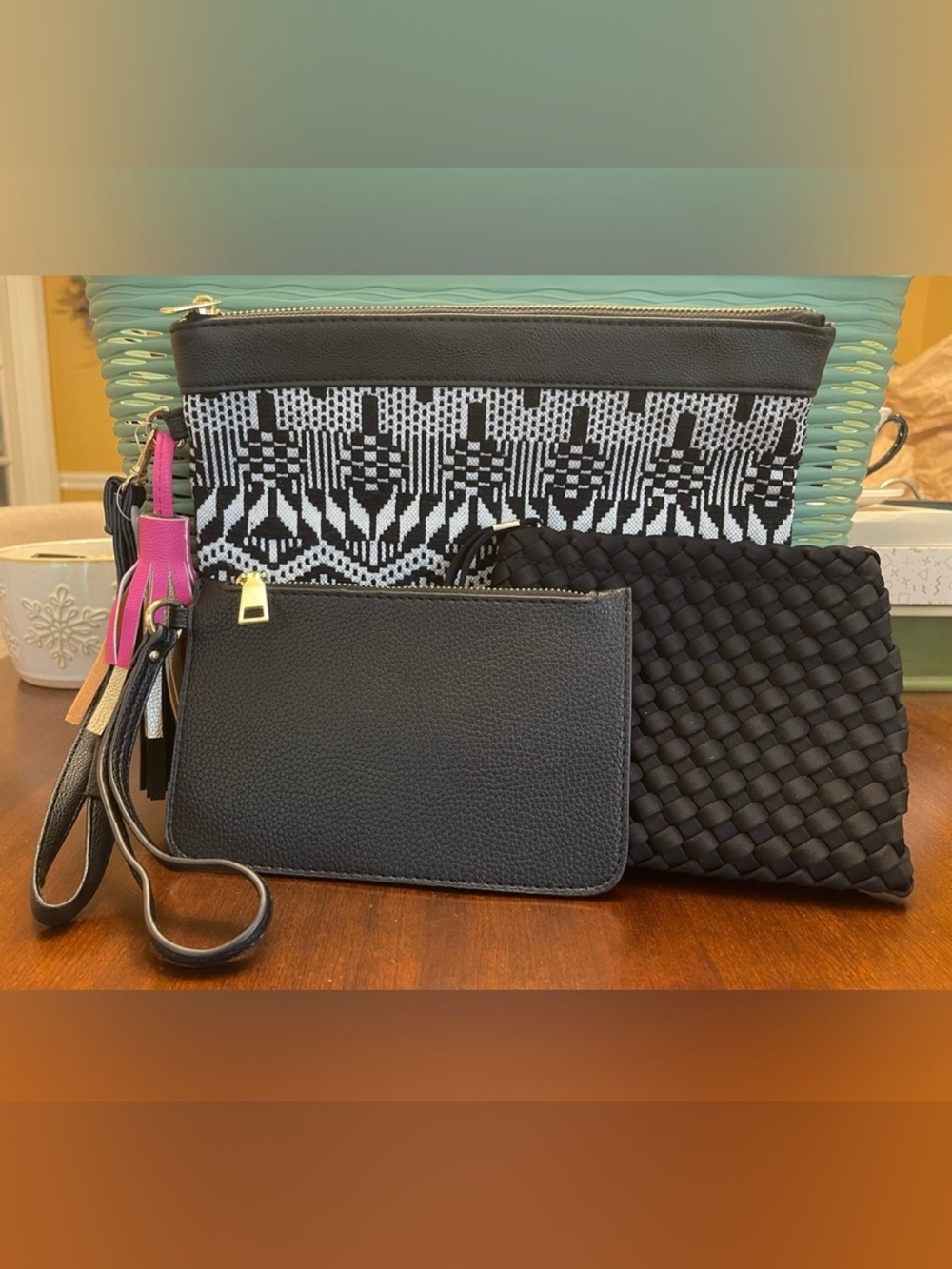 Lot of Three Black Different Size Wristlets/Pounches